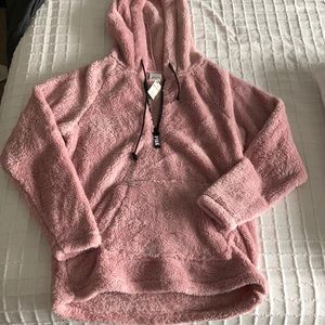 PINK fluffy hooded sweatshirt